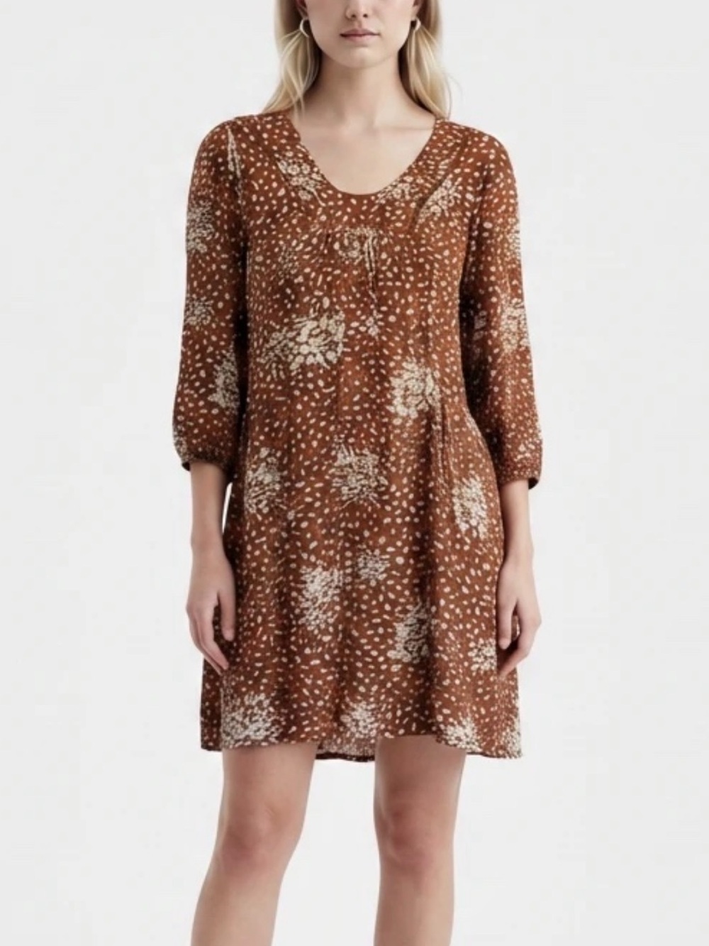 Knox Rose Burnt Orange and Cream Speckled Floral Dress